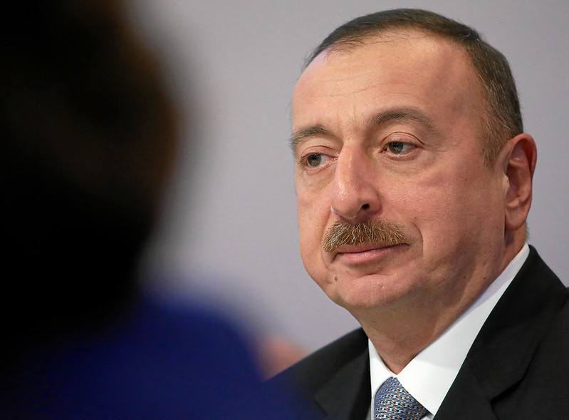 Le président de l'Azerbaïdjan Ilham Aliyev, en janvier 2015, lors du Forum économique mondial organisé à Davos (Suisse).