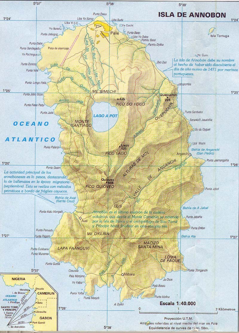Une carte de l'île d'Annobón.