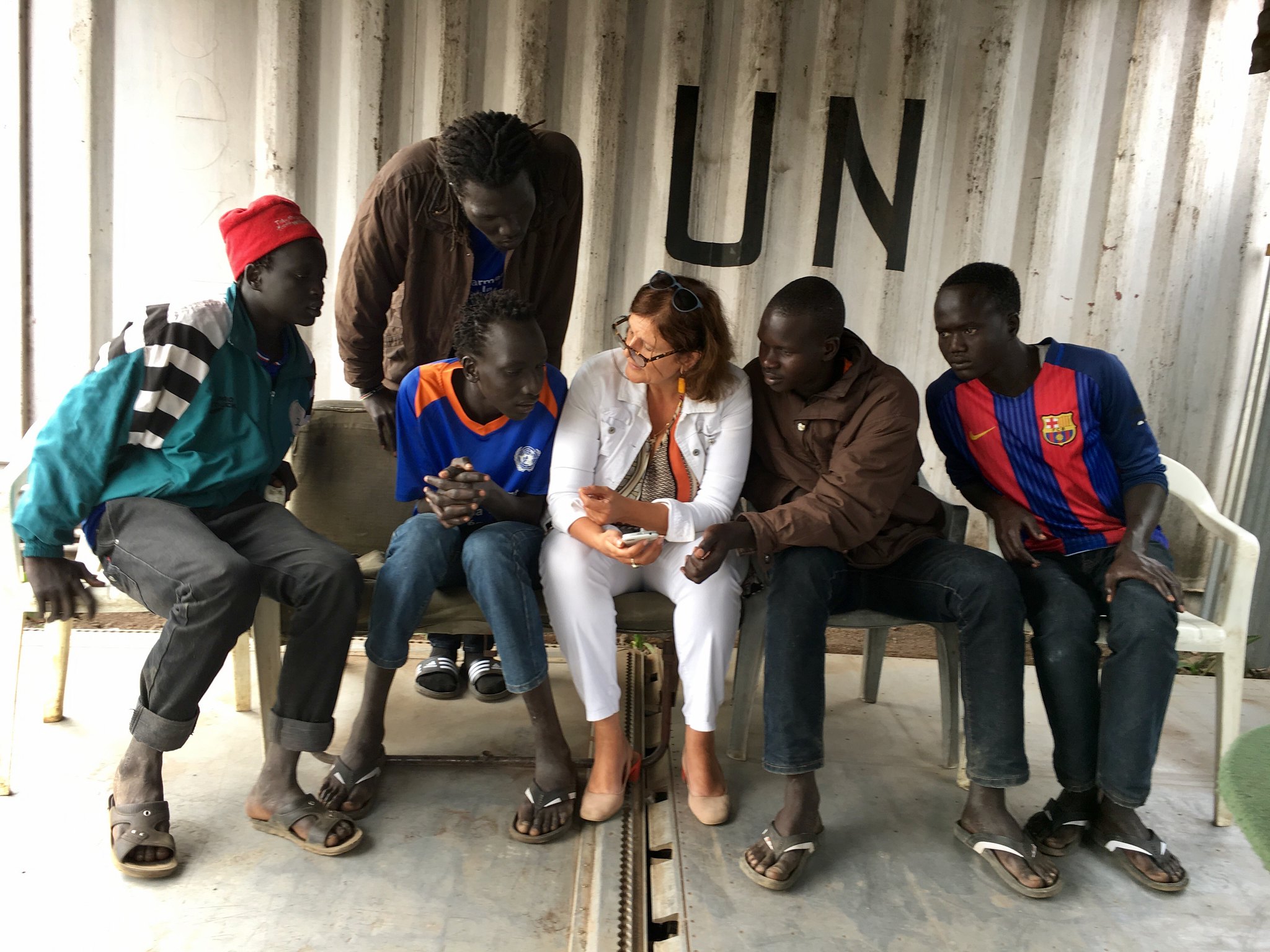 Une responsable de la Monusco et des réfugiés sud-soudanais, à Goma, en 2017.