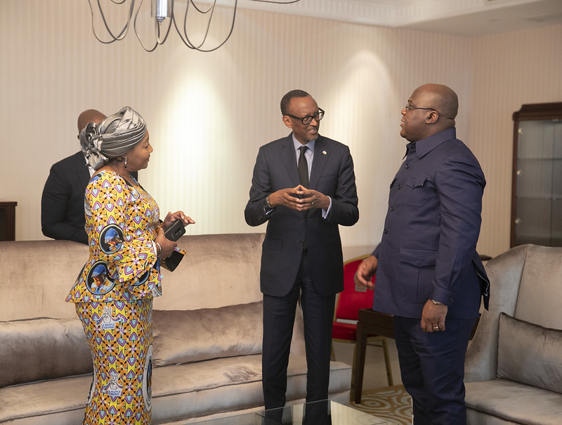 Paul Kagame et Félix Tshisekedi, à Kinshasa, en mai 2019.