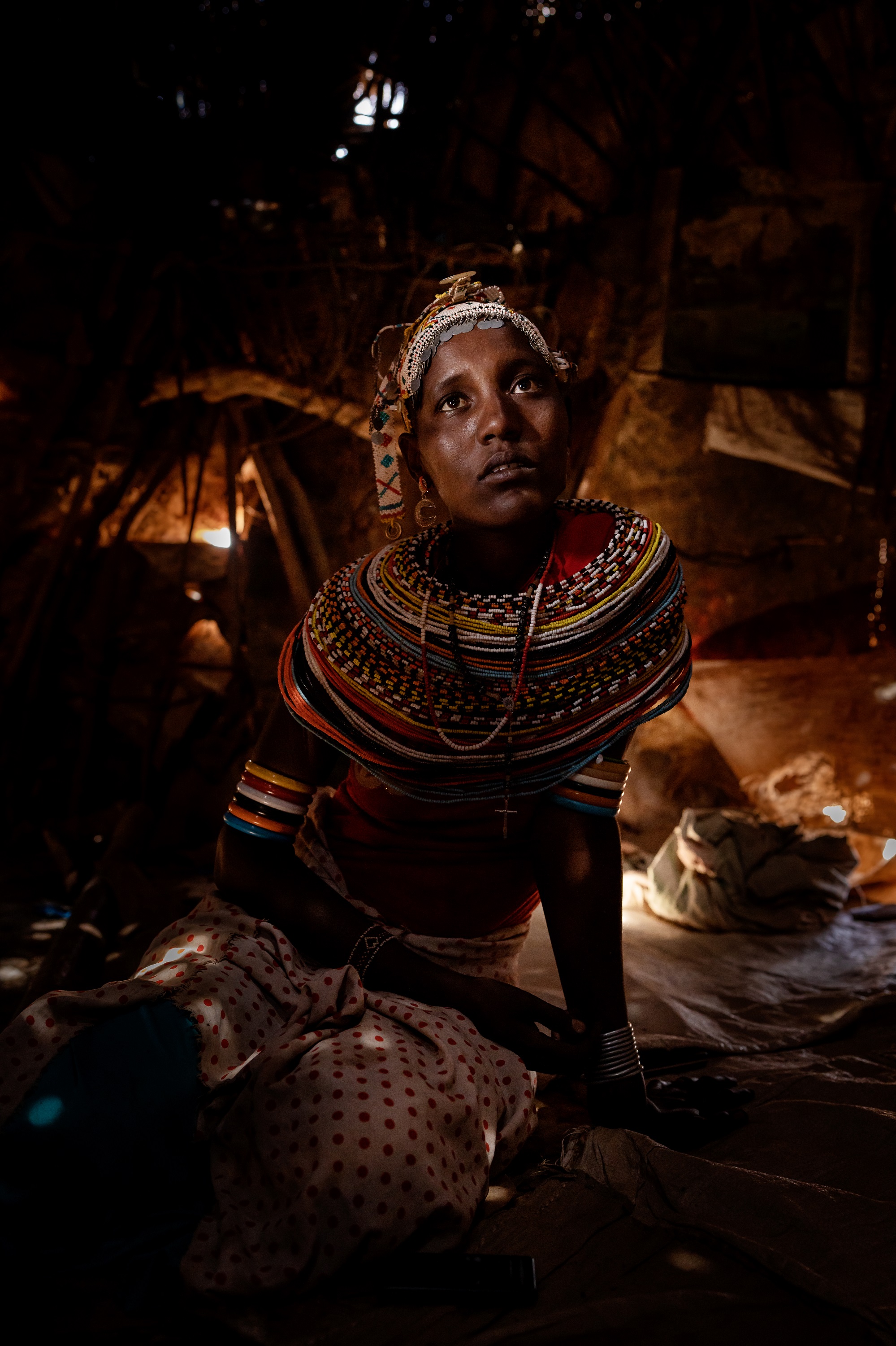 Garikorte Elemo, 22 ans, a perdu son premier-né et unique enfant d'une diarrhée, et sa grand-mère est morte de faim (village de Balaah, dans la région de Laisamis, 6 février 2023).