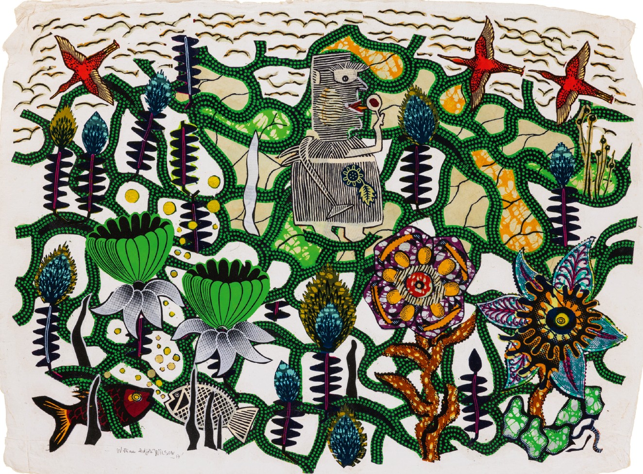 « Jardin vodou », 2017, collage wax (91 x 67 cm).