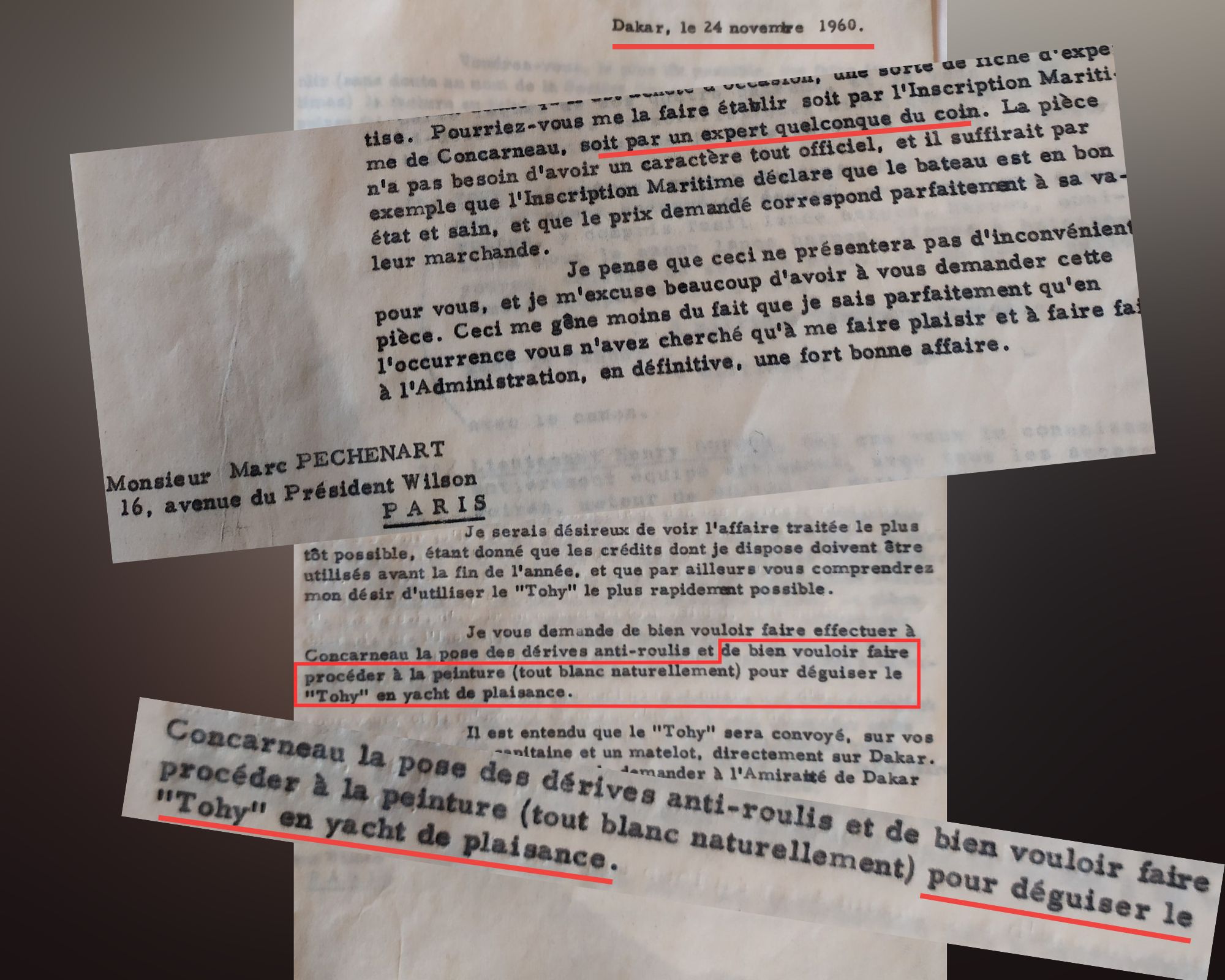 Des extraits de la lettre datée du 24 novembre 1960, dans laquelle Boislambert confirme son choix.