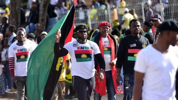 Des manifestants de l'Ipob, en 2022.