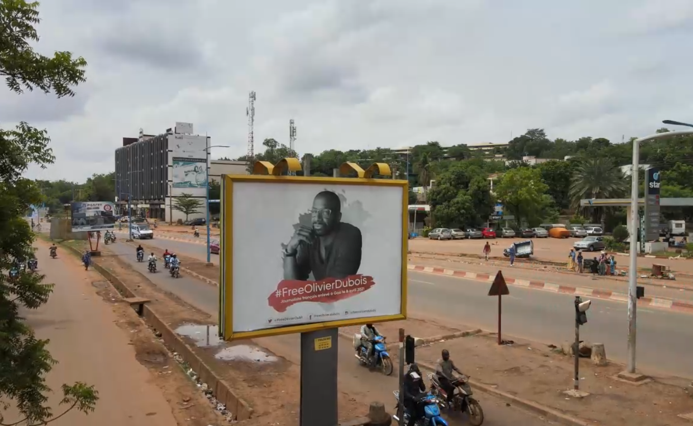 Campagne pour la libération d'Olivier Dubois, à Bamako (novembre 2021).