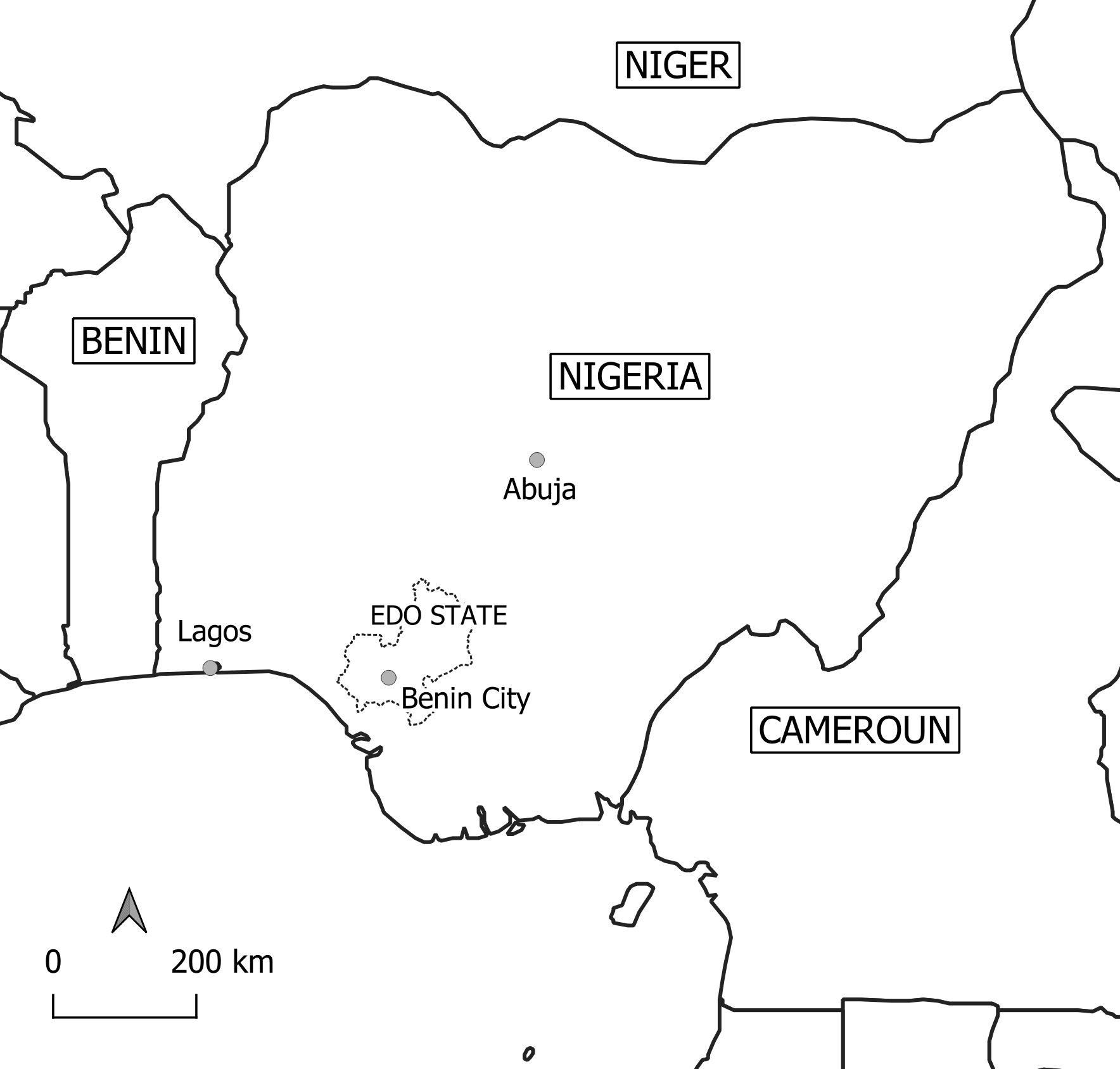 Une carte de l'Edo State (sud du Nigeria).