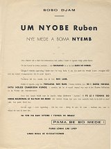 Tract de propagande française annonçant en langue bassa la mort de Ruben Um Nyobè, en septembre 1958.
