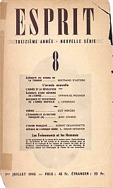 Le numéro de la revue {Esprit} dans lequel Senghor publie « Défense de l'Afrique noire ».
