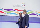 Louise Mushikiwabo après son élection au poste de secrétaire générale de l'Organisation internationale de la francophonie, en octobre 2018, à Erevan (Arménie).
