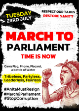 Une affiche appelant à marcher sur le Parlement.