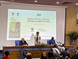 Bernard Cassagne (à gauche), lors de la signature d'un contrat entre la FRM et la Société nationale des pétroles du Congo, en septembre 2023.