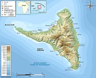 Une carte de l'île d'Anjouan.